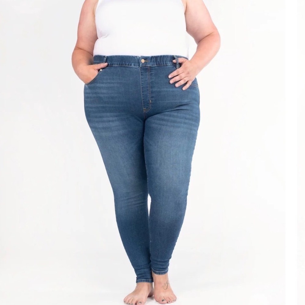 New Sweetlegs Skinny Jeans Jeggings Pia Blue Stretch Dark Wash Cozy Plus Size 3X